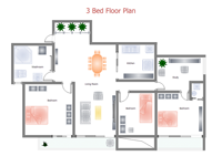 3 bed floor plan